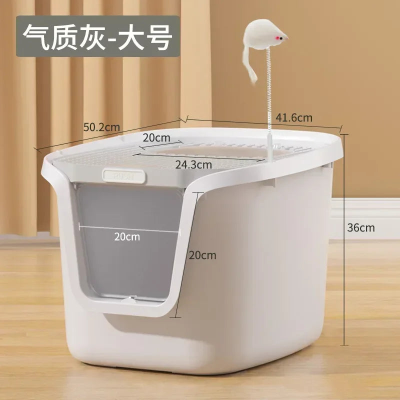 High-Value Super Large Cat Litter Box – Multi-Directional Access Cat Toilet with Lift Cover and Easy-Clean Design
