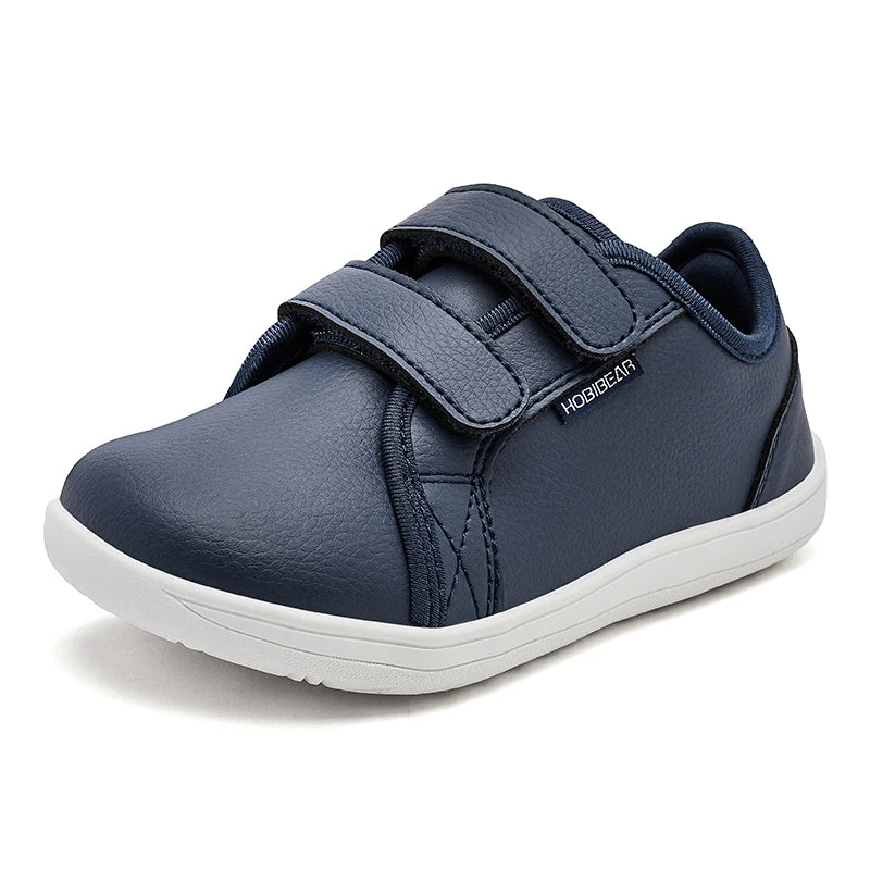 HOBIBEAR Kids Barefoot Shoes – Wide Toe Minimalist Lightweight Sneakers with Hook & Loop Artificial Leather for Boys and Girls