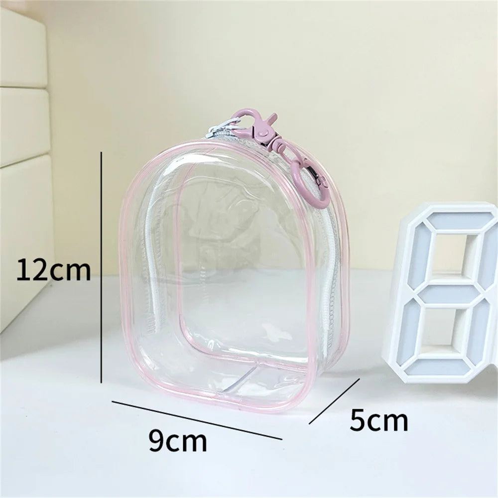 12cm Transparent PVC Doll Storage Bag – Multicolor Cartoon Keychain Display Case, Dustproof Organizer & Gift Pouch