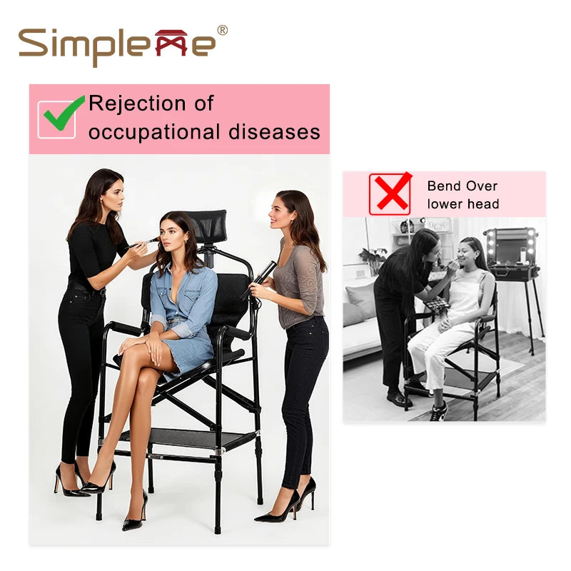 Simpleme Adjustable Makeup Artist Chair – Lightweight 4.5kg Swivel Salon Stool