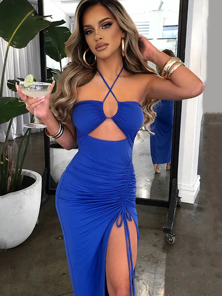 Women’s Sleeveless Backless Midi Bodycon Dress – Sexy Slim Fit Club Party Night Out Elegant Elegant Vestido for Women