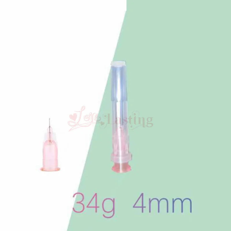 100PCS 34G Tattoo Needles (1.5mm, 2.5mm, 4mm, 8mm) - Transparent Syringe Injection & Painless Teeth Irrigator Parts