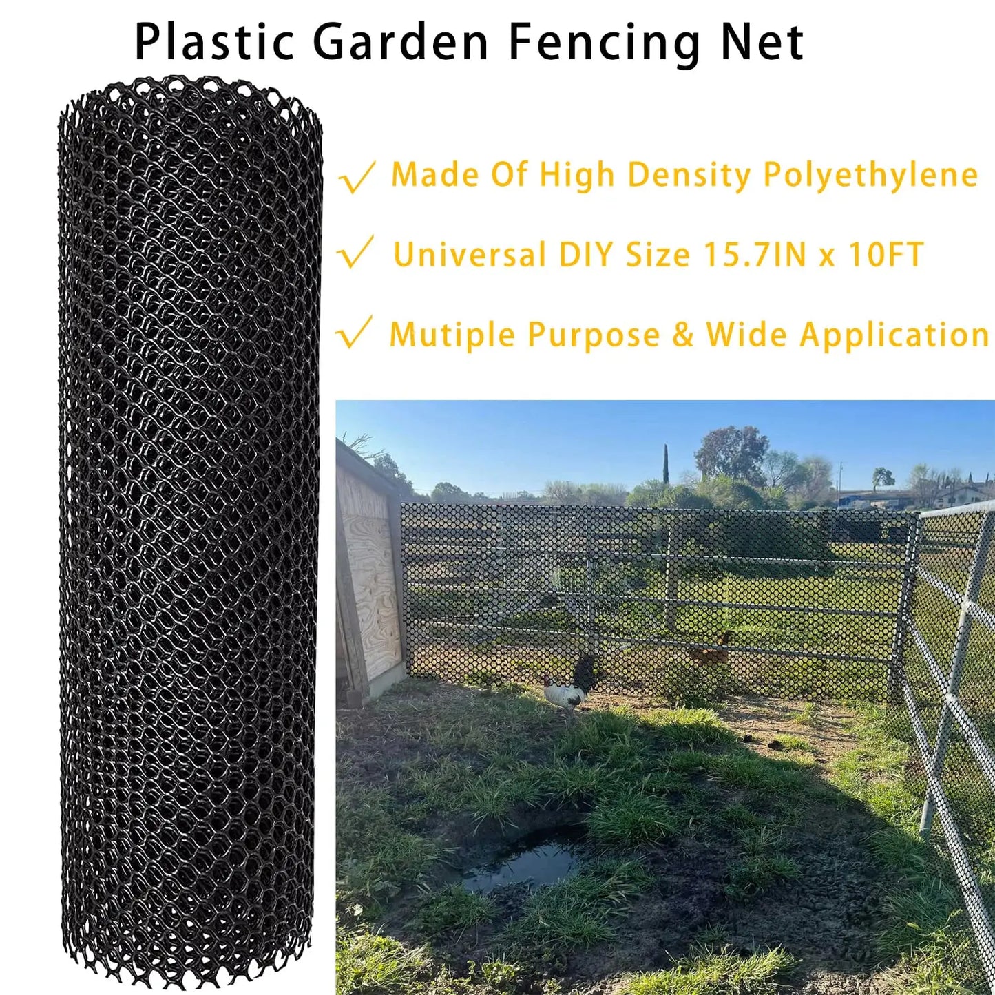 Poultry Breeding Garden Plastic Net - Home Balcony Protective Netting, Fall Protection, Customizable Cut-to-Size Design