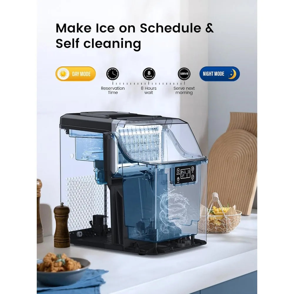 45LB Countertop Ice Maker – Self-Cleaning, Size Control, 24Hr Timer, Stainless Steel for Home Bar & RV