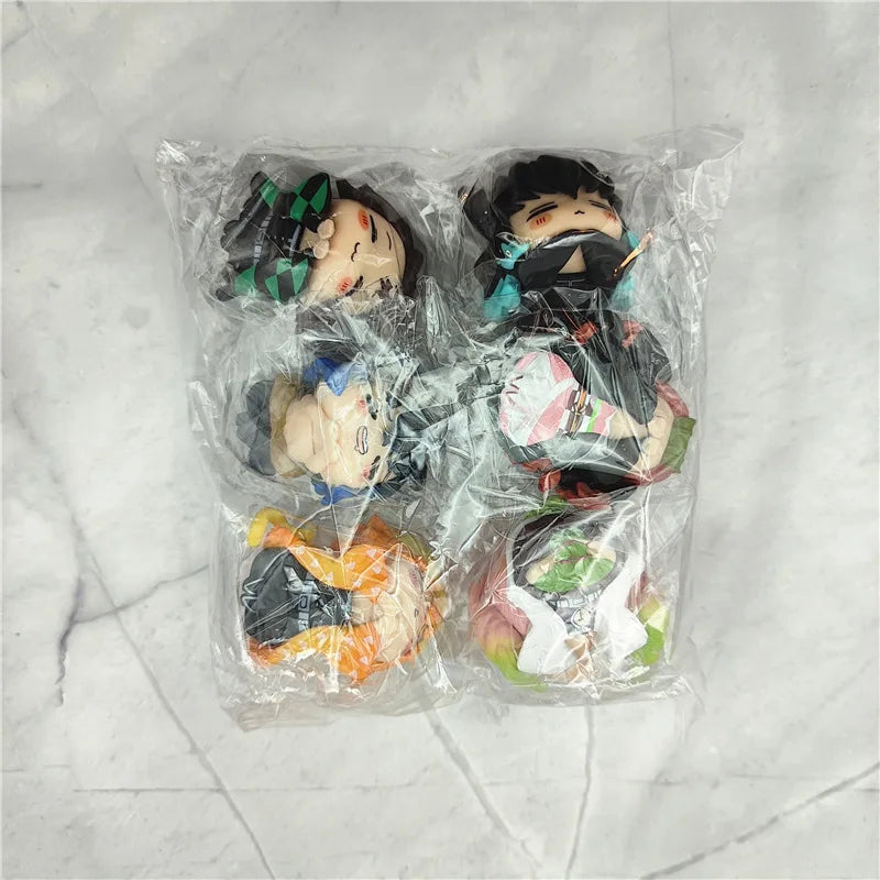 6PCS Demon Slayer Mini Figures — Nezuko, Tanjirou, Zenitsu & Inosuke PVC Kawaii Cat Ear Sleep Model Toys