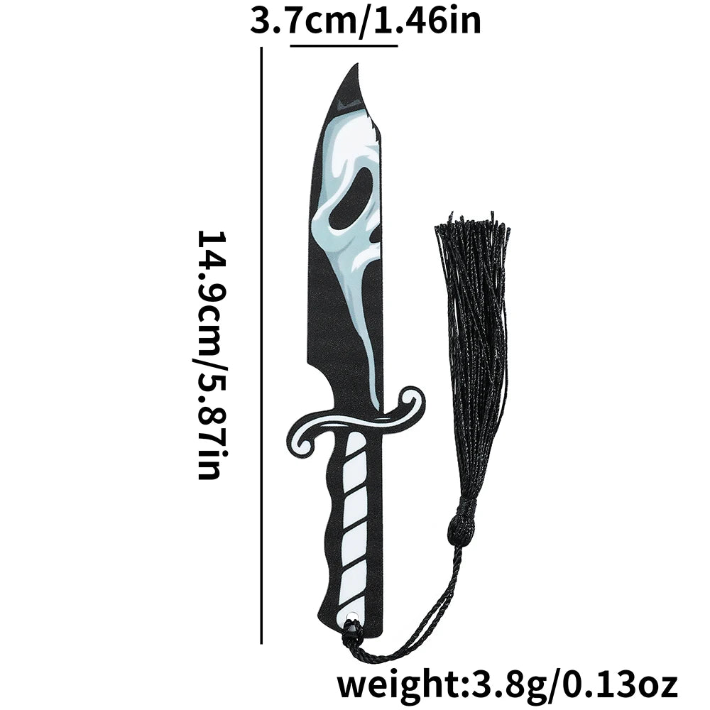 Horror Movie Fan Bookmark — Knife-Shaped Acrylic Bookmark with Tassel for Study & Reading