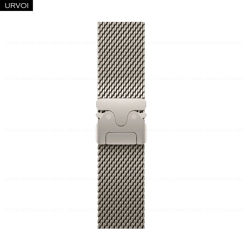 URVOI Stainless Steel Mesh Band for Apple Watch Ultra 2/1, Series 10/9 – 316L Secure Parachute Buckle, 46/49mm