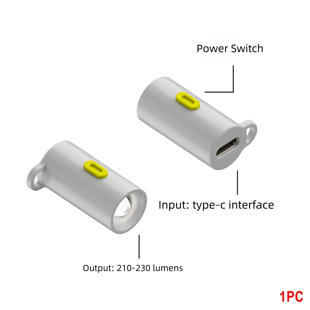 230 Lumens Type-C Mini LED Flashlight - Portable USB-C Emergency Light with Lanyard for Outdoor Use