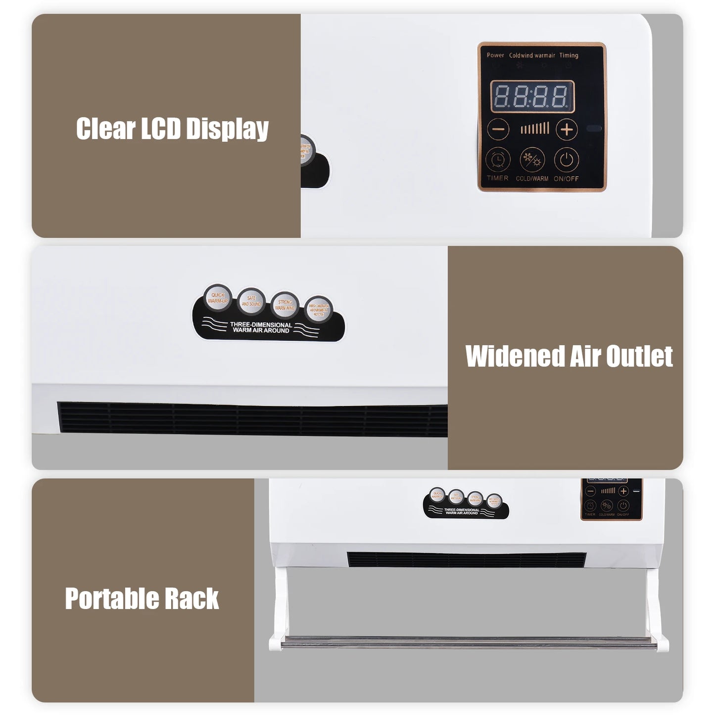 2-in-1 Wall-Mounted Heater & Fan – 1800W Electric Space Heater with Cooling Fan and Remote for Home & Dorm