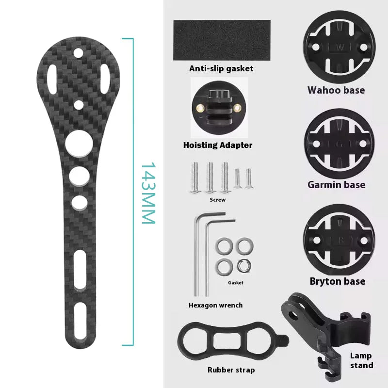 14g Carbon Fiber Bike Computer Mount - Lightweight Multifunctional Road Bike Light and GoPro Holder