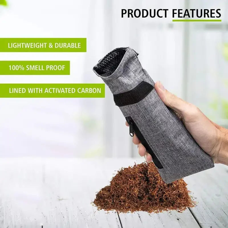 Pocket Size Smell Proof Tobacco Pouch – Carbon Lined Zipper Smoker Stash Bag for Secure Storage Accessories