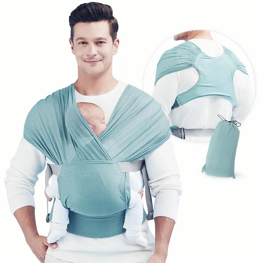 Adjustable Newborn Baby Sling - Soft Breathable Air Mesh Wrap Carrier with Hip Seat Support
