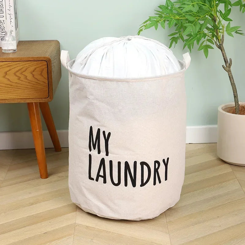 Cotton & Linen Foldable Laundry Basket — Waterproof Household Storage for Clothes, Toys, and Laundry Supplies