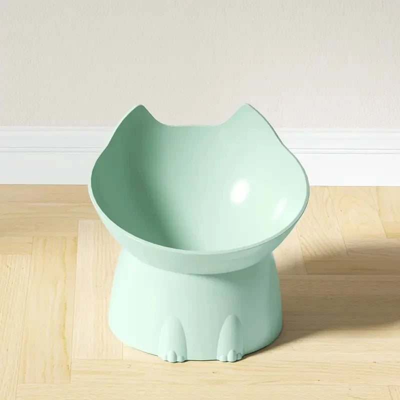 Elevated Cat Bowl - Anti-Tip Raised Pet Feeding Dish with Tilted Edge and Neck-Friendly Design