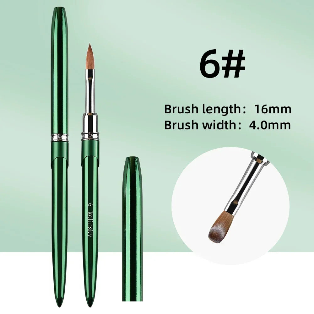 Kolinsky Acrylic Nail Brush β 100% Pure Metal Handle, Sizes 2-18 High-Quality Nail Tool