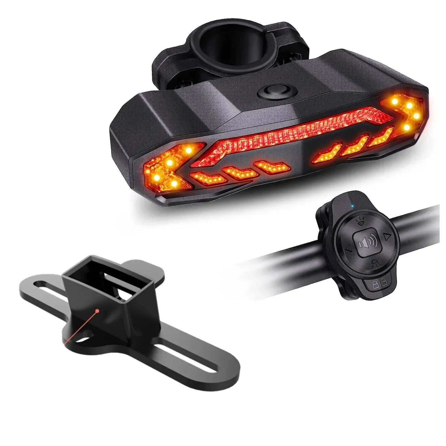 Wireless Bicycle Tail Light with Turn Signal & Anti-Theft Alarm β USB Rechargeable, IP65 Waterproof Brake Sensor Bike Light with Bracket