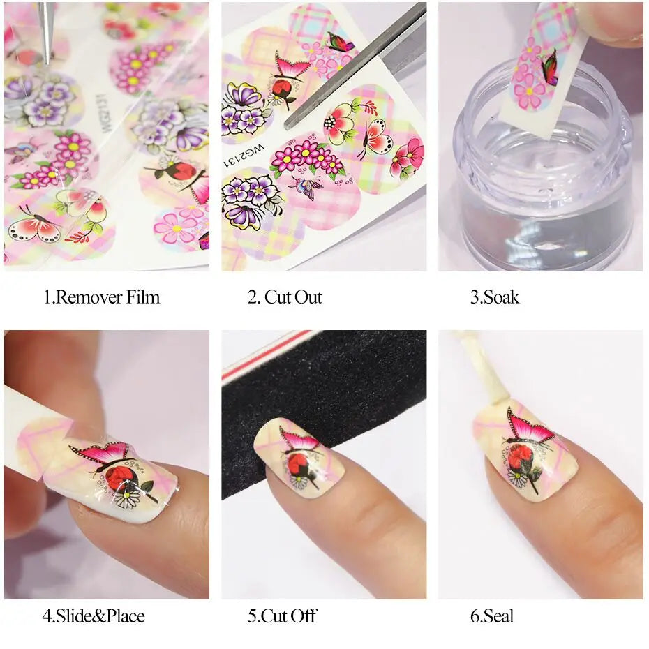 12 Christmas Nail Watermark Stickers – Gingerbread, Deer, Bow, Snowflake & Santa Designs