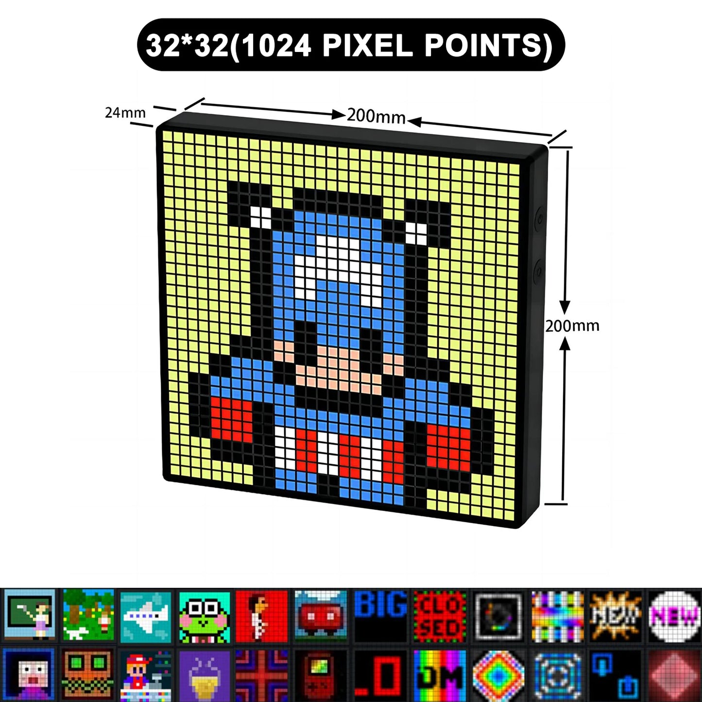 64x64 RGB LED Pixel Matrix Display Panel – Programmable Smart Pixel Art Screen with Bluetooth APP Control Creative LED Sign Board