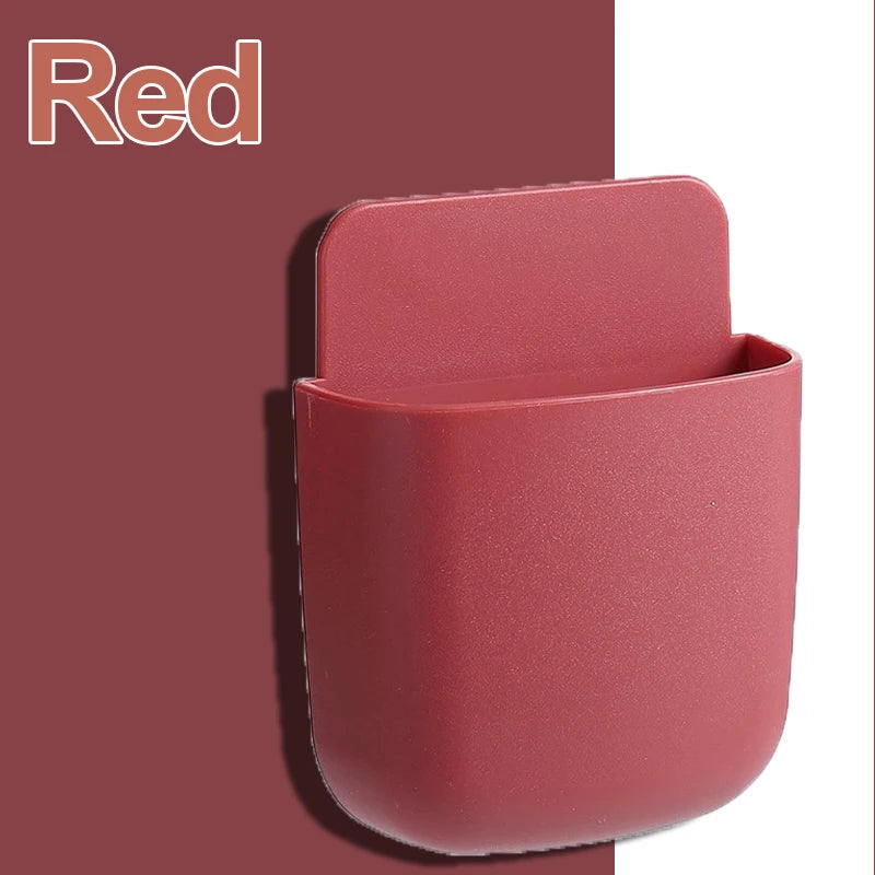 2PCS Wall-Mounted Storage Box β Phone Charging Plug & Remote Control Organizer Rack for Home Use