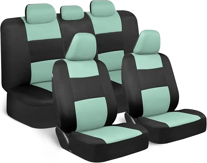 Universal Beige Car Seat Covers Full Set - Easy-Install Front and Rear Split Bench Seat Protectors for Cars, Trucks, SUVs, and Vans