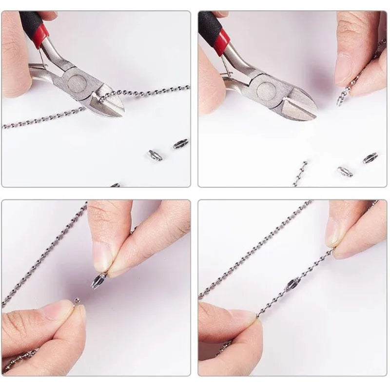 100PCS Stainless Steel Ball Chain Connectors - Blind Pull Cord Clasp Clips for 1.5mm to 3.2mm Beaded Chains