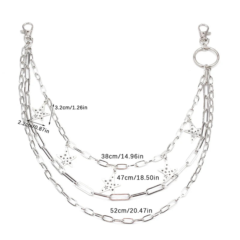 Punk Rock Metal Waist Chain Keychain β Unisex Hip-Hop Jewelry for Jeans, Wallets & Accessories