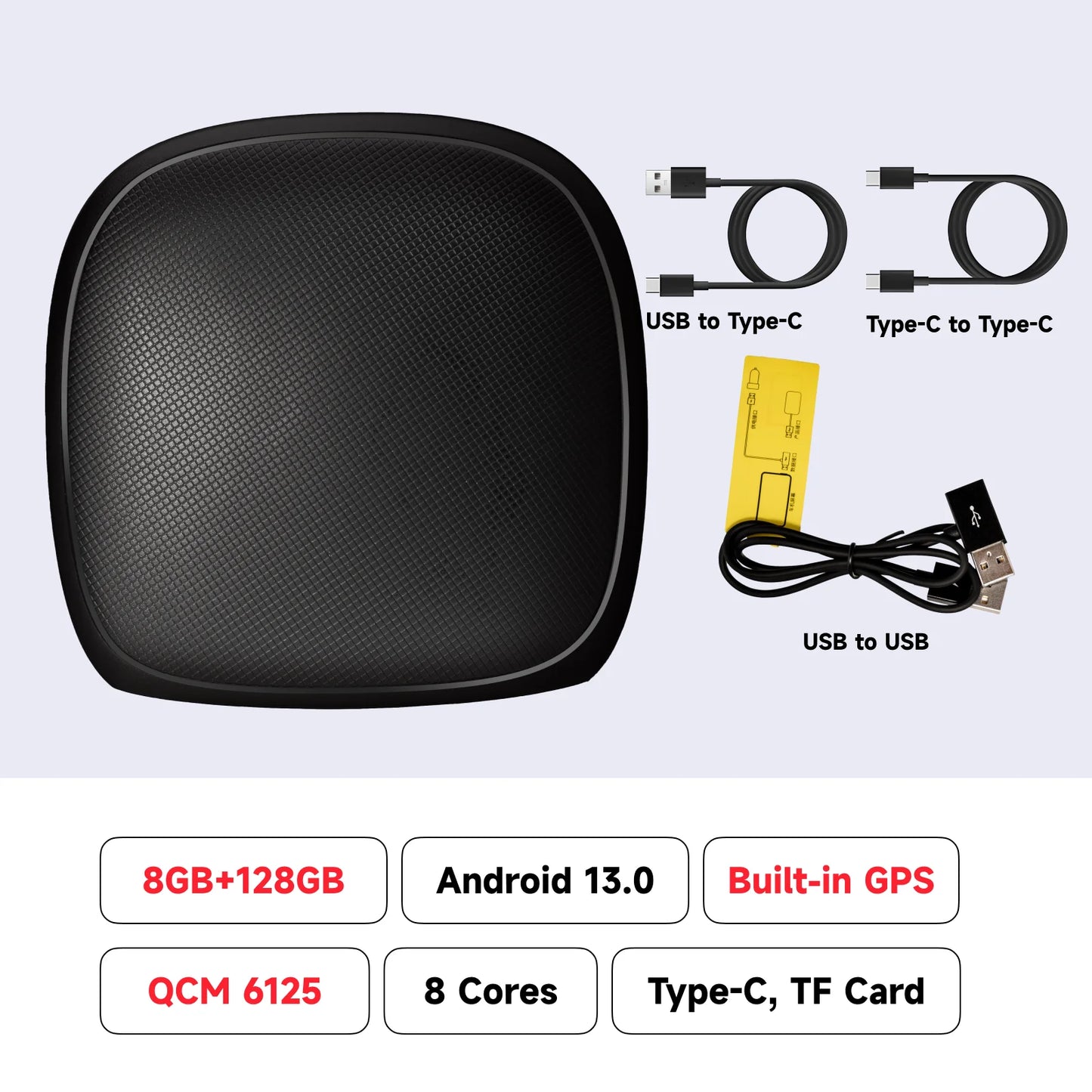 CarPlay AI Box 8+128G Android 13 – Wireless CarPlay & Android Auto, 8-Core CPU, 4G LTE for VW, Audi, Kia, Fiat