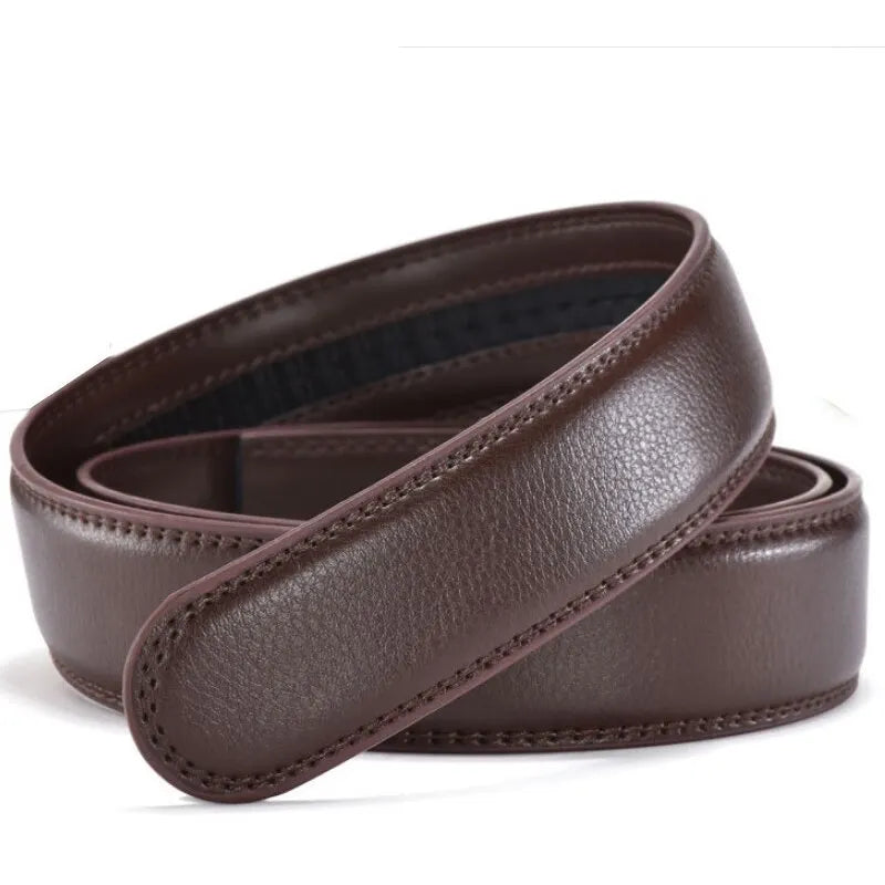 Men's Ratchet Leather Belt – Adjustable Strap with Free Buckle Replacement for Cowboy Style