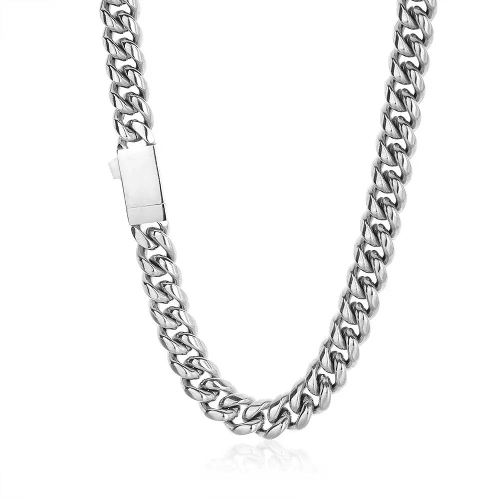 NUOYA Custom Logo Stainless Steel Miami Cuban Link Chain Necklace – Hip Hop Jewelry for Men, Cuban Link Necklace