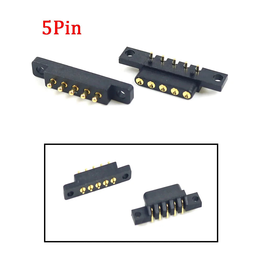 2A Magnetic Pogo Pin Connector - 2–5 Pin Spring-Loaded Male/Female DC Power Socket, 2.3/2.5/2.8mm Pitch