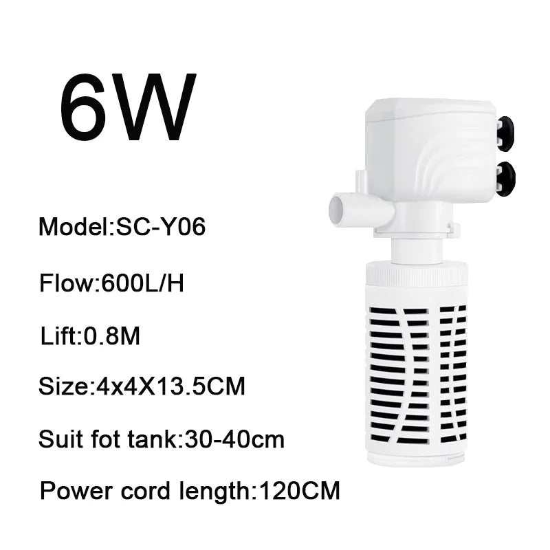 3 in 1 Aquarium Filter Pump β Silent Submersible Air Oxygen Aerator, Water Changer & Wave Maker, 220