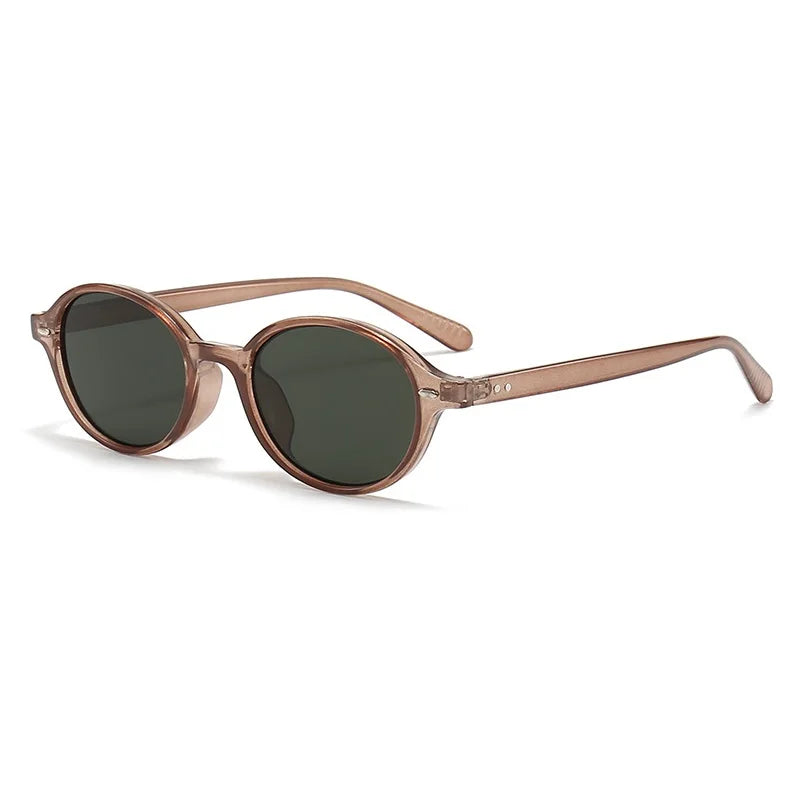 Retro Small Oval Sunglasses for Women & Men – Rivet Detail Luxury UV400 Fashion Eyewear Brand Oculus Gafas