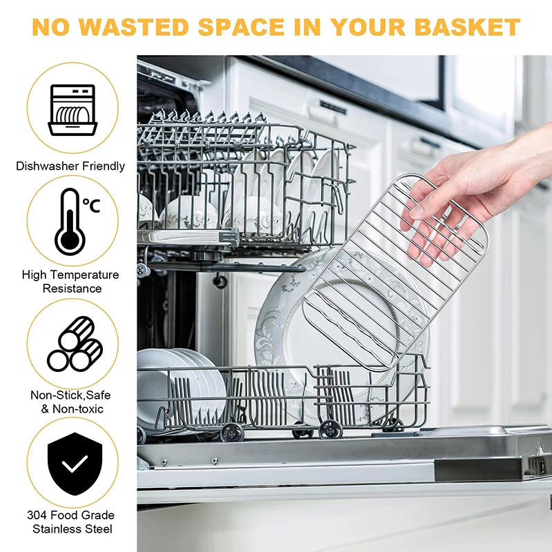 Rectangle Air Fryer Rack Set – Compatible with Ninja DZ201/DZ401, Double Basket Grill & Baking Racks