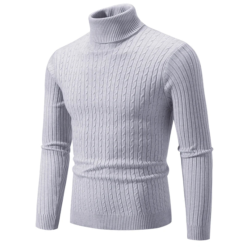 Men's High Neck Turtleneck Sweater - Warm Knitted Pullover Winter Casual Outdoor Top