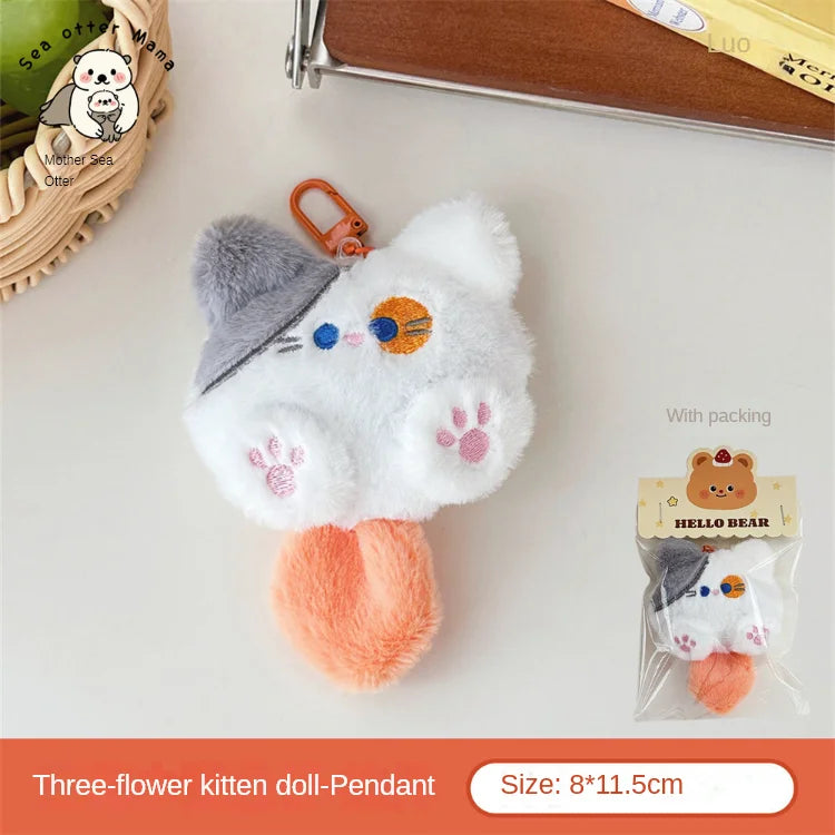 Cute Plush Cat Doll Pendant – Backpack Charm & Couple Bag Keychain Decorative Gift for Girls