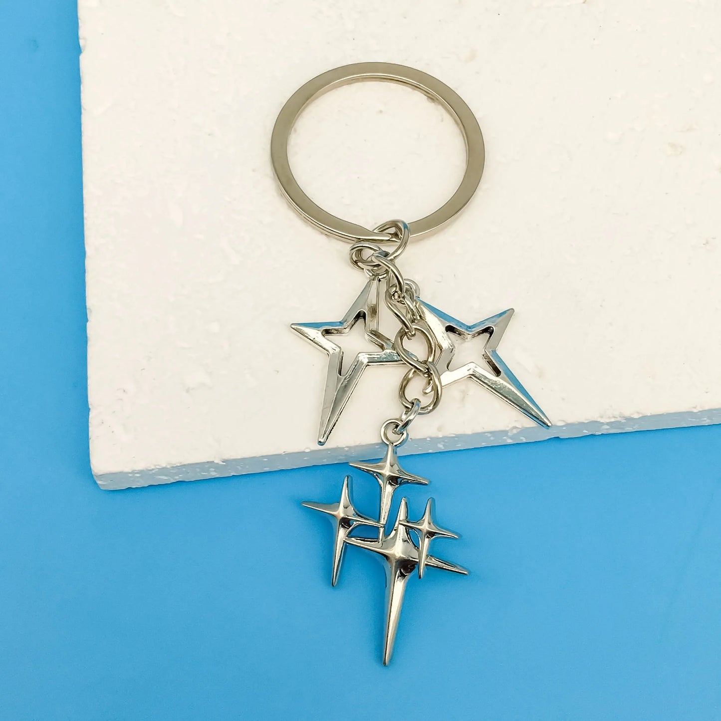 Y2K Punk Four-Pointed Star Keychain – Alloy Fashion Key Ring Bag & Backpack Charm for Women & Girls Gift Accessories