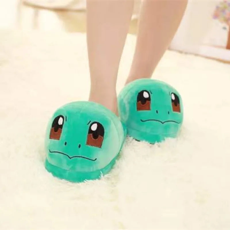 Anime Pokémon Cotton Warm Slippers — Pikachu, Gengar, Snorlax Plush Indoor Shoes for Women, Autumn Winter Home Footwear