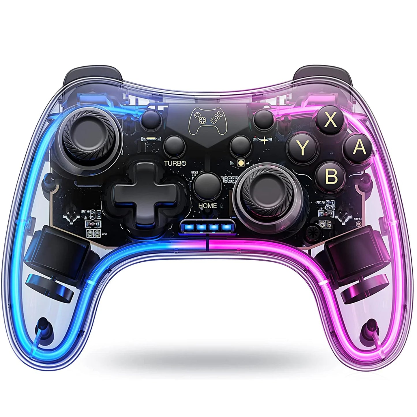 Controller 7039 for Nintendo Switch β Transparent Gamepad with RGB Lights, Turbo, Wake-Up, Multi-Platform & App Support