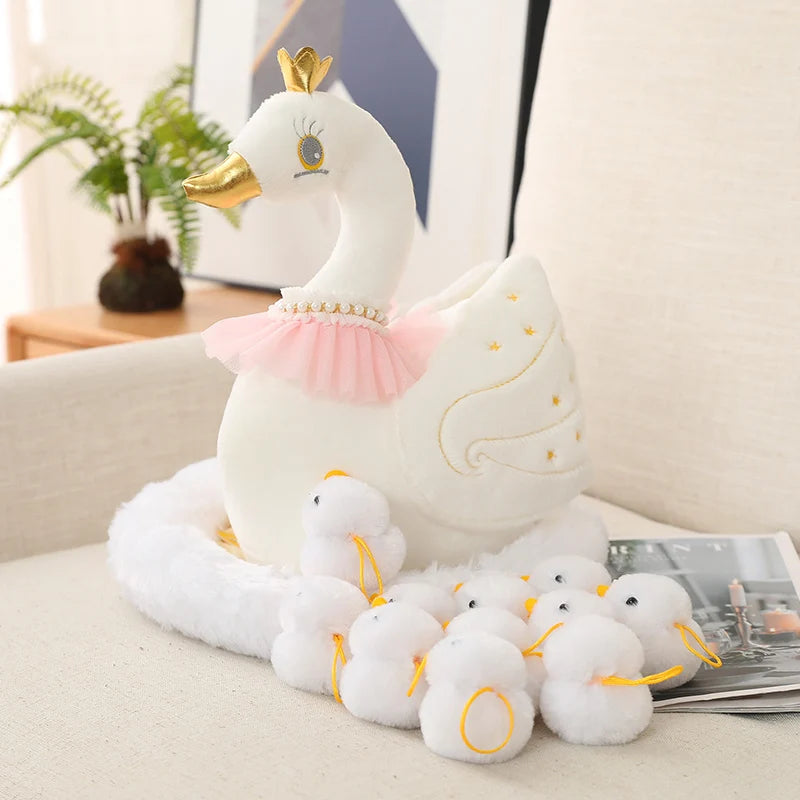 Swan & Chick Family Plush Toy β Lifelike Mother and Baby Stuffed Animals with Nest for Kids