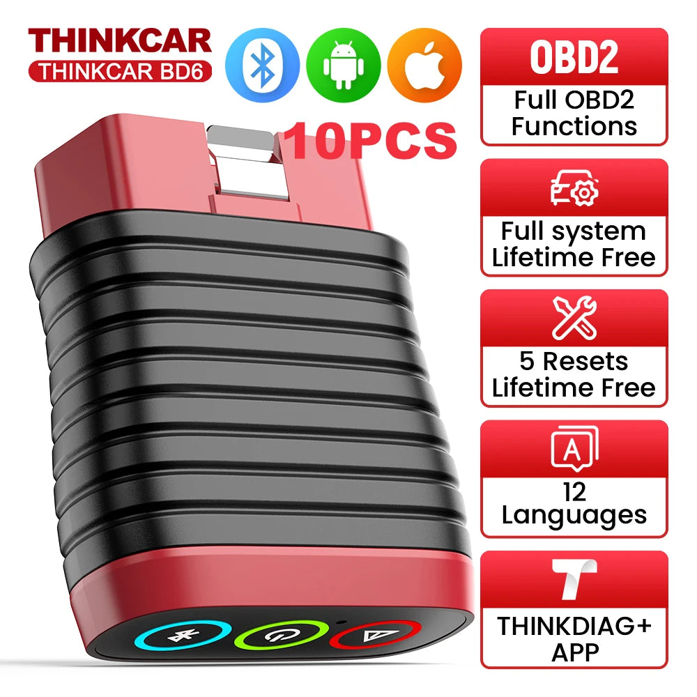 THINKCAR BD6 OBD2 Scanner – Full System Diagnostic, Oil, IMMO, ETS & Brake Reset, Lifetime Free Updates via THINKDIAG App