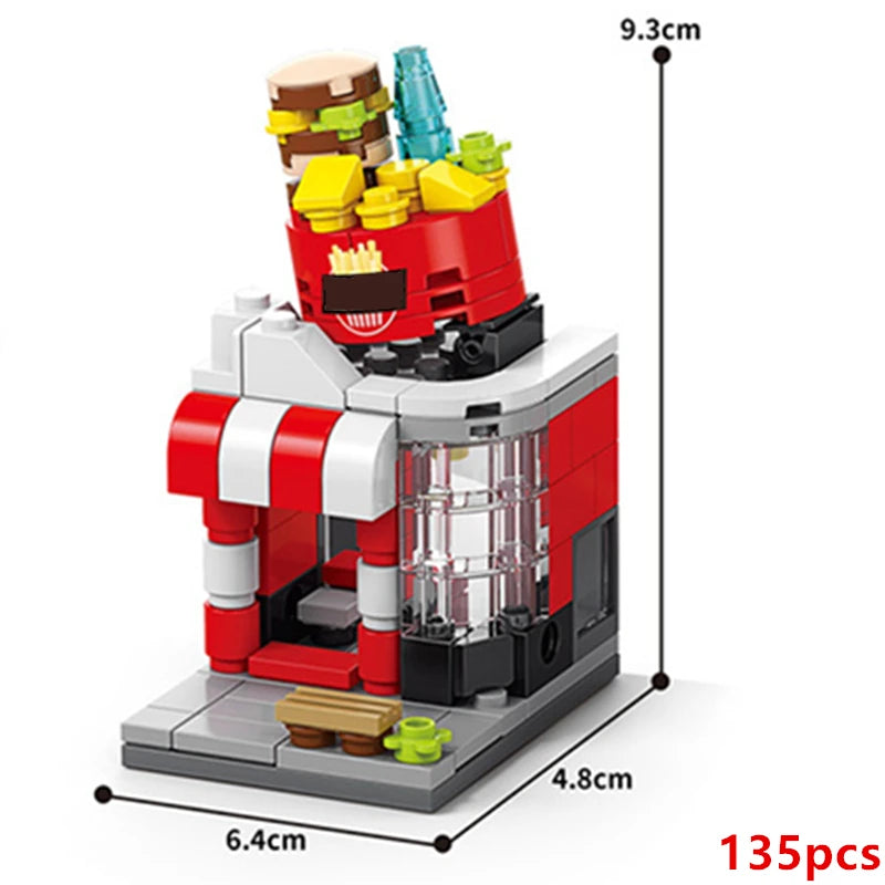 Restaurant Dessert Coffee Pet Fruit Store Building Blocks Kit - Street View Food House Model Toy