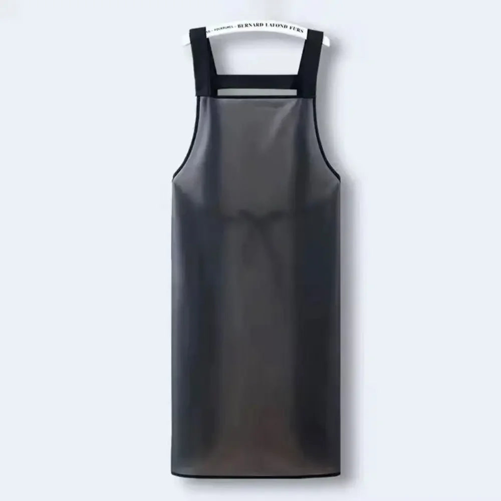 Waterproof PVC Kitchen Apron - Oil-Resistant, Dirt-Proof Cleaning and Household Work Apron in Black or Transparent Style