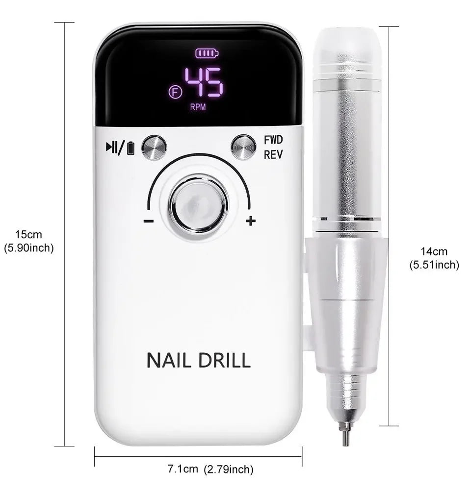 45000RPM Electric Nail Drill – Professional Rechargeable Nail File for Gel Nails, Portable Manicure Tool