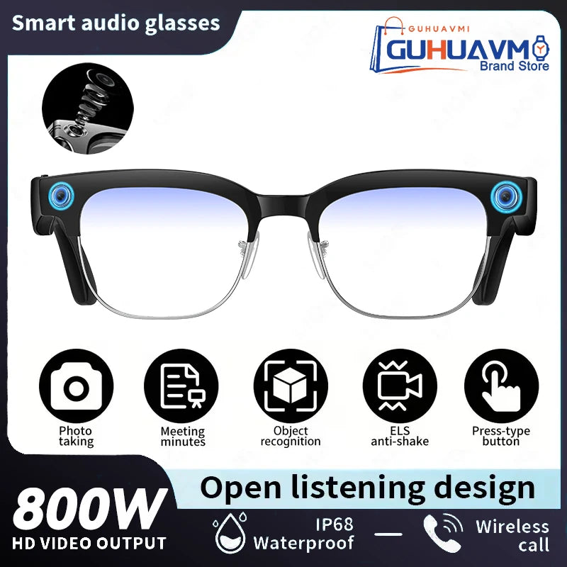 2026 AI Smart Glasses with 120+ Language Translation – 800W Camera, 8K Video, Music & Call Functions, Color-Changing Business Glasses for Men
