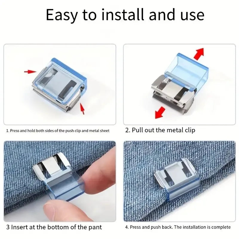 10PCS Multi-Function Clothing Clips – Adjustable Pants Leg & Sleeve Holder Clips for Clothes, Anti-Slip Garment Pins