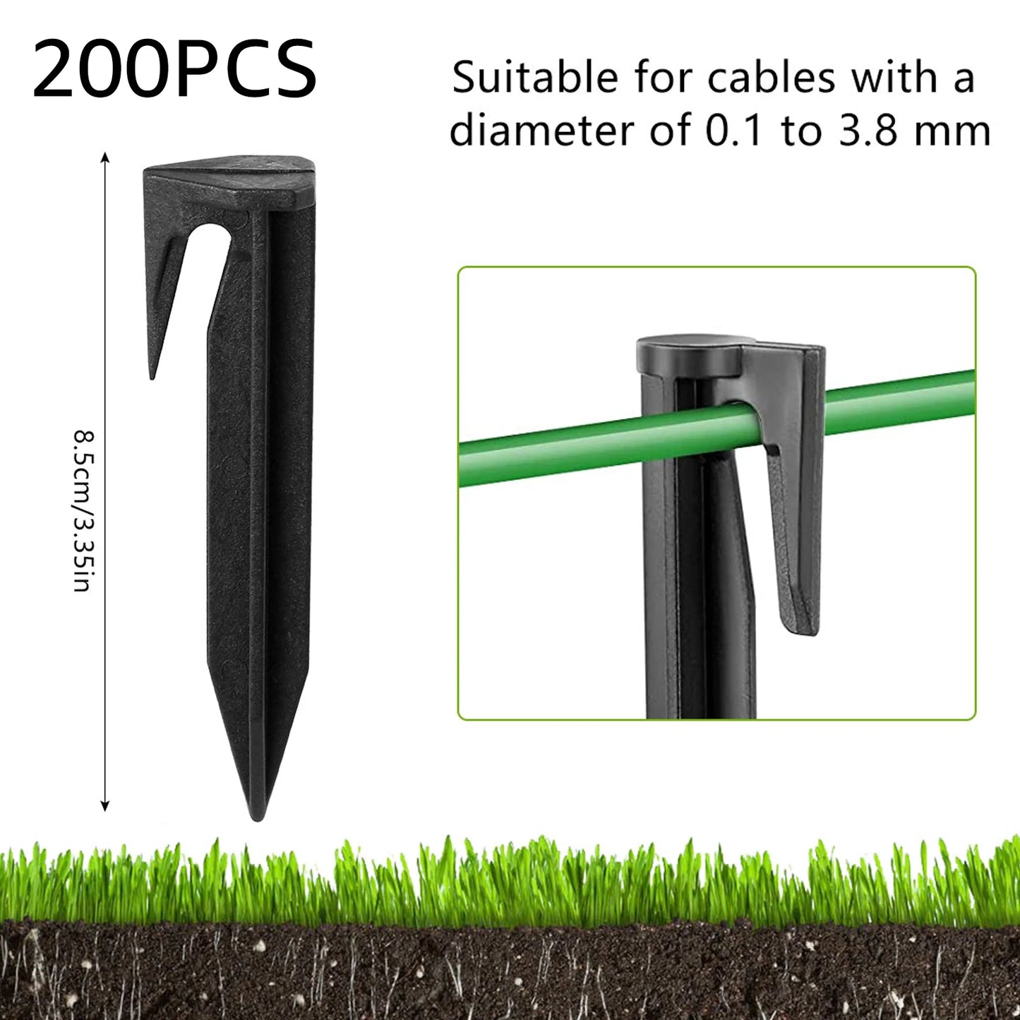 Garden Lawn Mower Ground Pegs - 100-300PCS Eco-Friendly Boundary Cable Stakes for Quick Installation