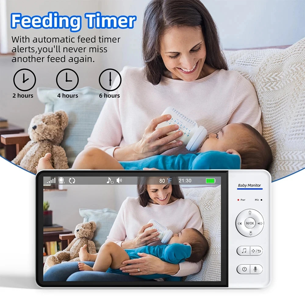 7" No WiFi Baby Monitor – Wireless Video Surveillance Camera, 2-Way Audio, Night Vision, 4X Zoom & 5000mAh Long Battery Life Kids Monitor