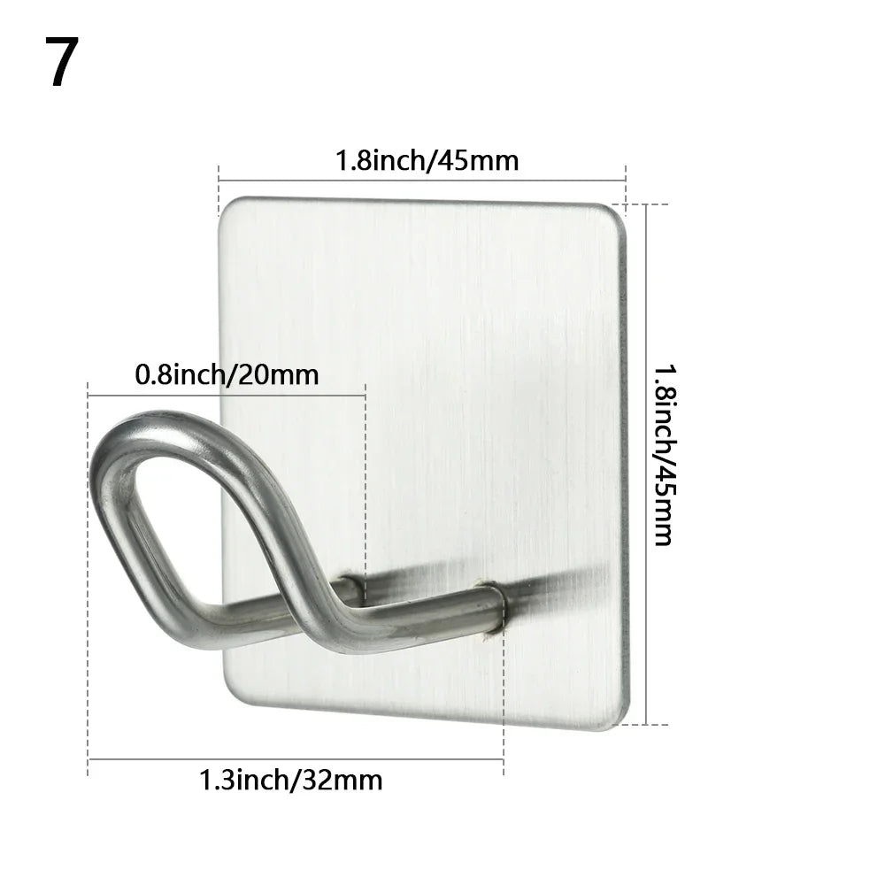 Stainless Steel Wall-Mounted Robe Hook - Rustproof Adhesive Towel and Coat Hanger for Bathrooms and Kitchens