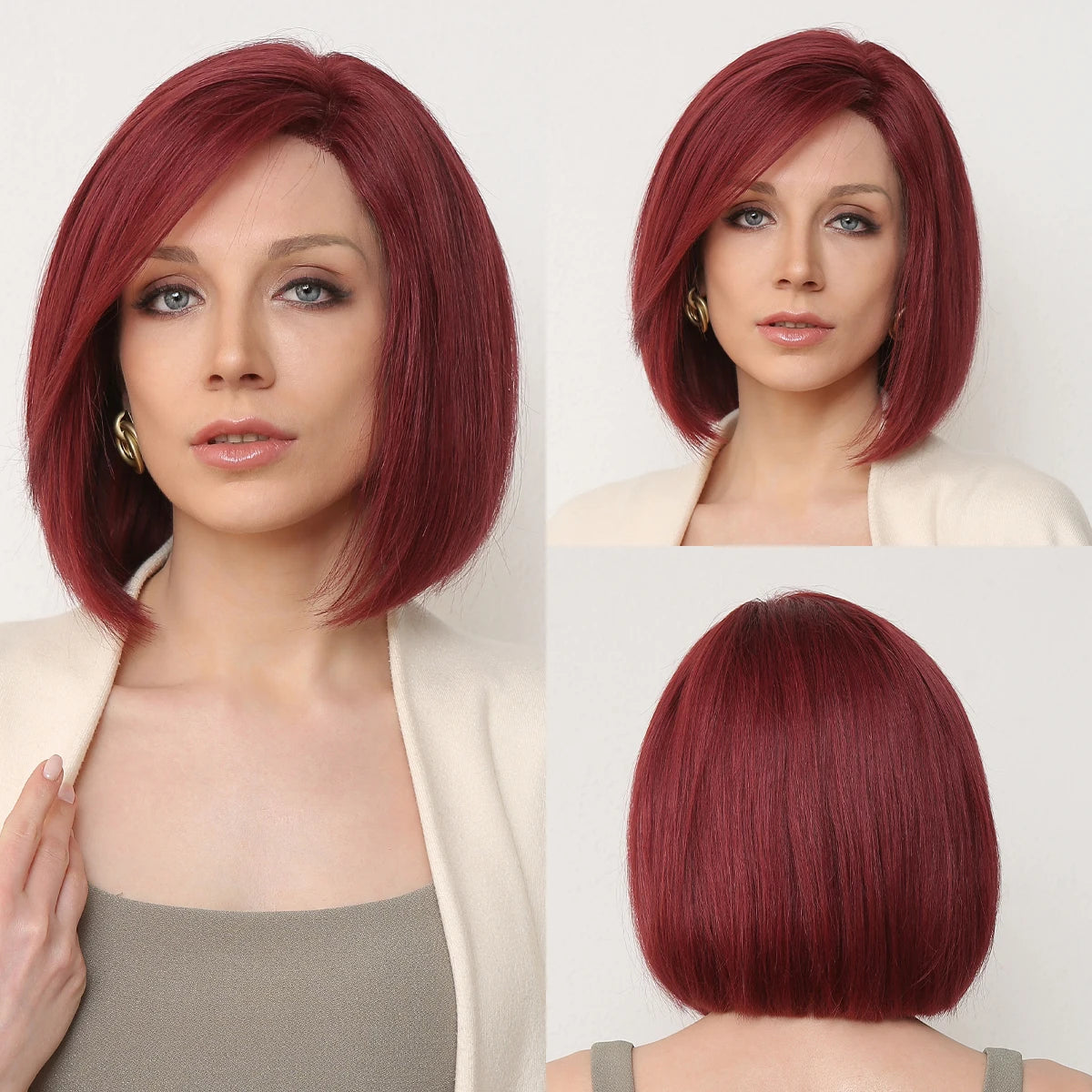 Brown Blonde Mixed Ombre Lace Front Wig β Short Wavy Bob Golden Blonde Remy Human Hair for White Women Daily Use
