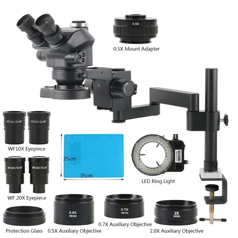 3.5X-100X 200X Simul-Focal Trinocular Stereo Microscope with 4K HDMI USB-C Digital Camera – 55MP/48MP/24MP Objective Lens